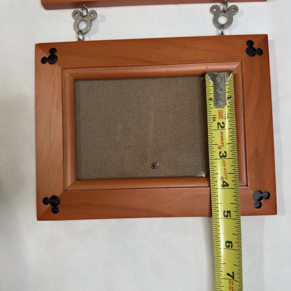 Disney Parks Wood Hanging Picture Frames 3 4x6 Mickey Mouse Charms Links Chain